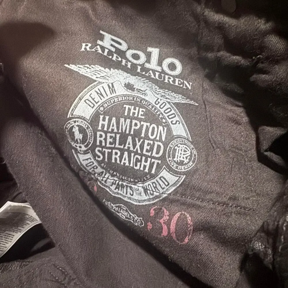 Polo Ralph Lauren Hampton Relaxed Straight Black Jeans 46x30